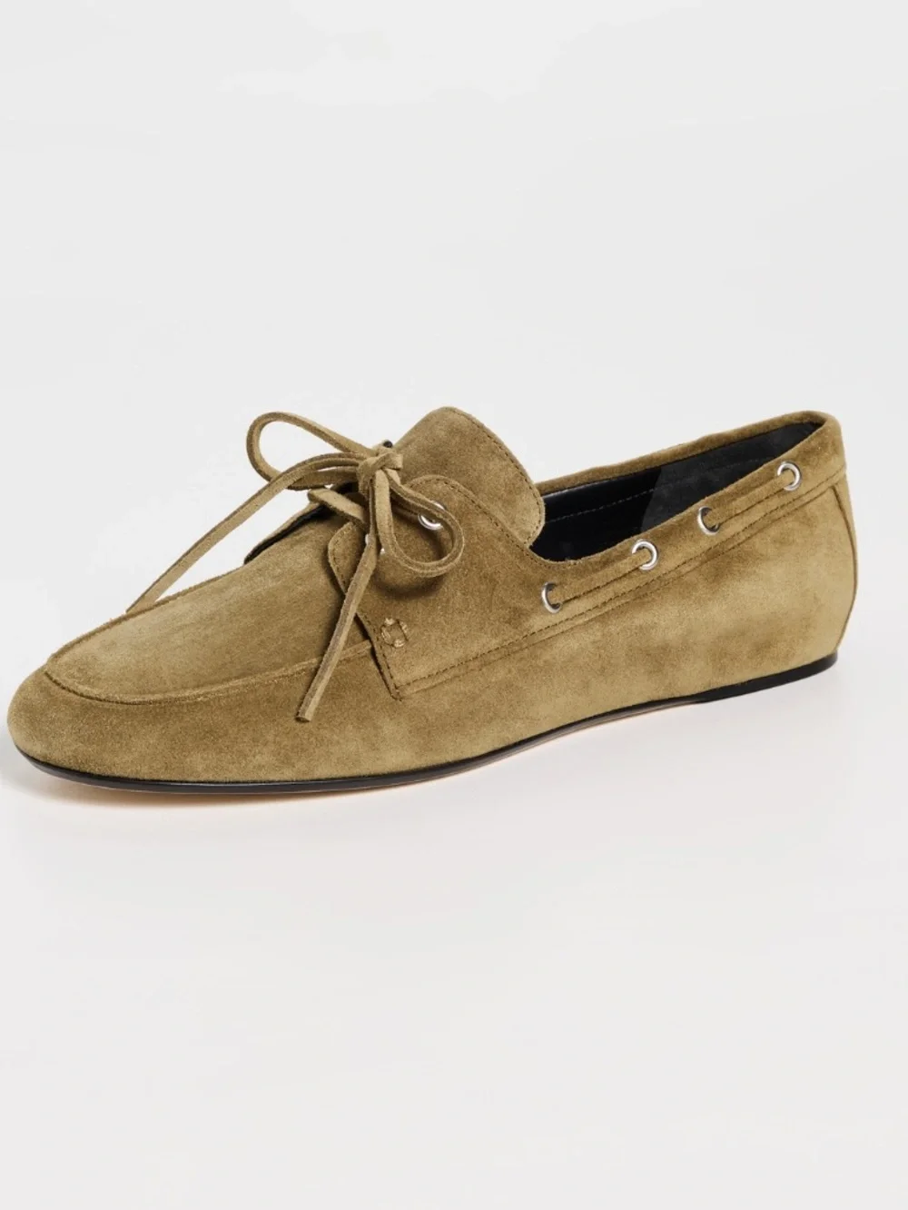 Vince Suede Marin Boat Shoe in Olive Green